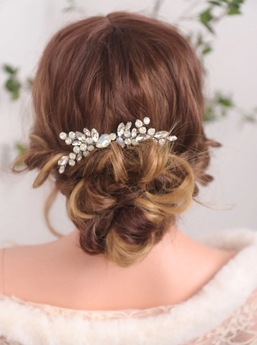 Шляпка невесты расческа для волос Стразы пара ювелирных изделий Серебряный