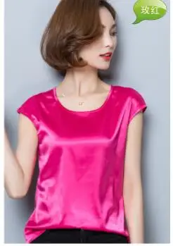 1pcs/lot korean style woman faux silk top female sleeveless solid satin blouse