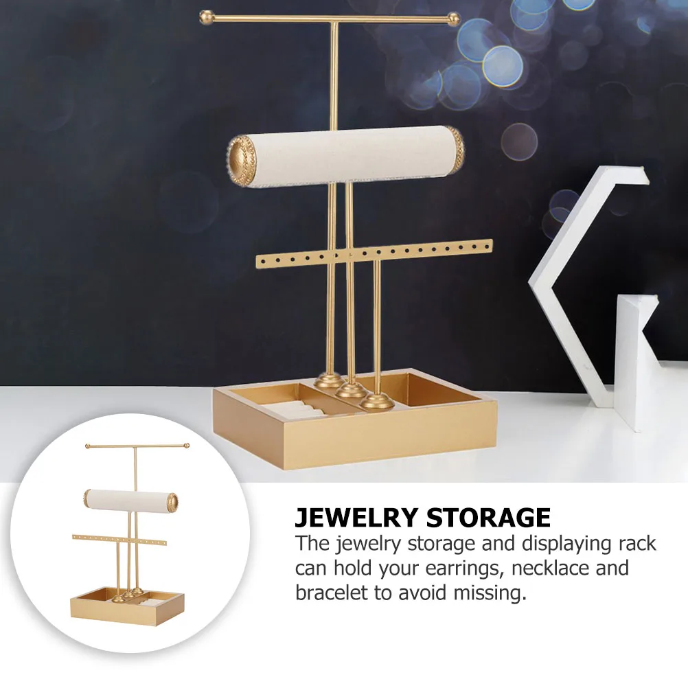 

1pc Dressing Table Jewelry Collection Jewelry Store Display Rack (Golden)