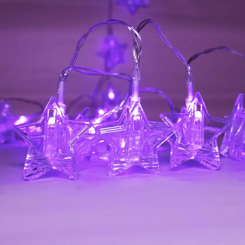 Purple Светодиодный Сказочный свет 50 клипов украшение для комнаты фотографии Звезда Форма колышки фото держатель на батарейках гирлянды Рождественский светодиодный гирлянда - Испускаемый цвет: Purple