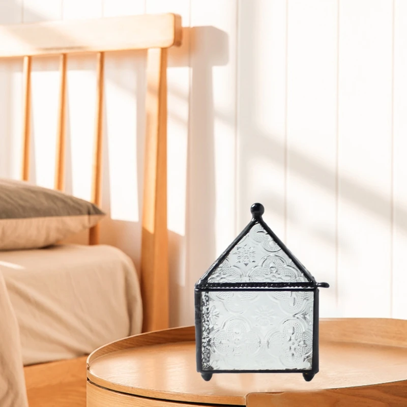 

Four-sided Spire Geometric Ring Box Glass Jewelry Storage Box Wedding Engagement N0HE