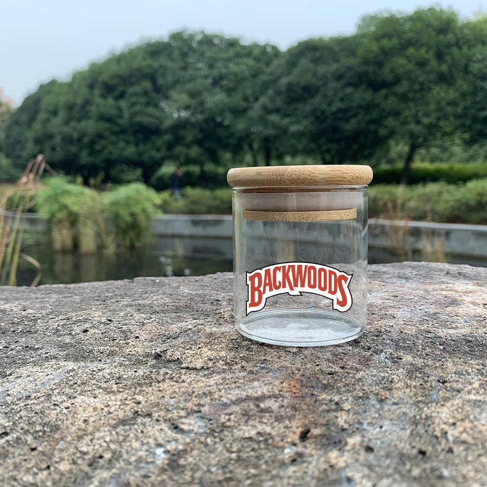 

125ML Bamboo Wood Glass Storage Jar Kitchen Shredded Tobacco Storage Vial Sealing Strip Sealed Moisturizing Glass Jar Bottle