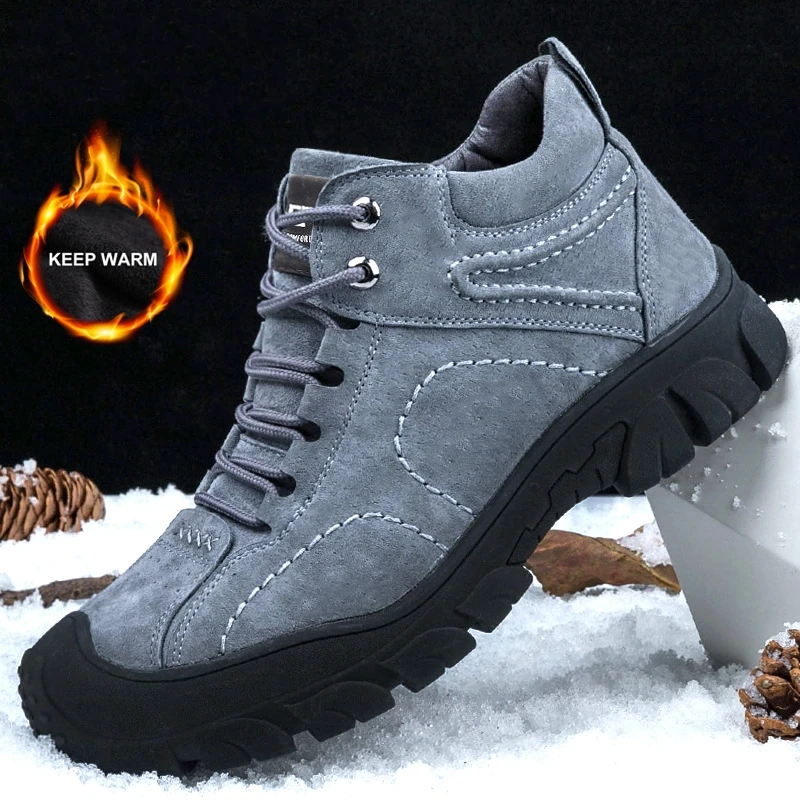 Мужские зимние теплые бархатные защитные ботинки со стальным носком ссветильник