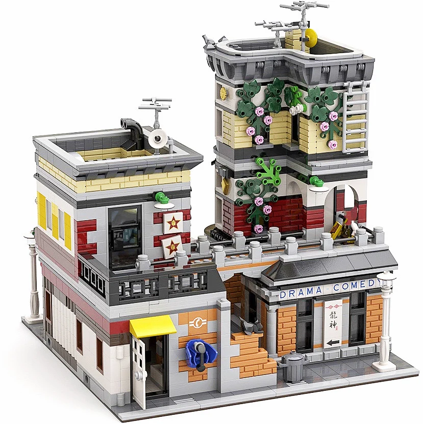 Строительные блоки JIESTAR экспертные идеи город улица обзор суши магазин углов Moc