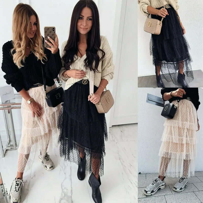 Популярная женская летняя юбка пачка принцессы из тюля с высокой талией и