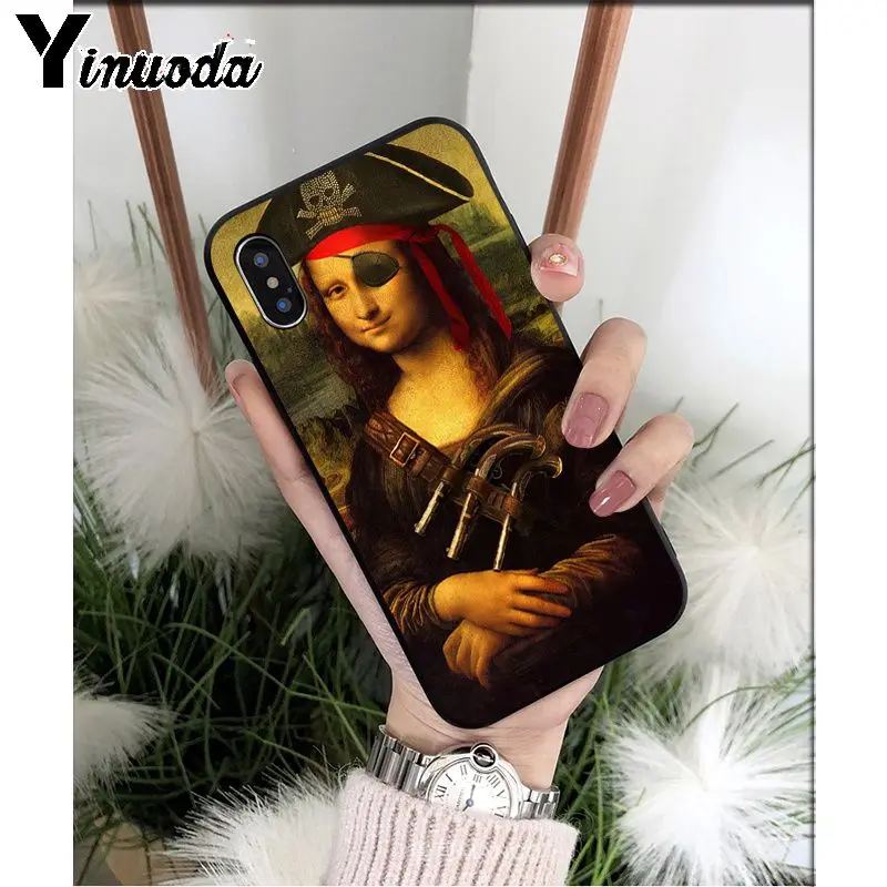 A8 Yinuoda Забавный чехол для телефона Mona Lisa Pet Cat TPU мягкий черный чехол для iphone 8 7 6 6S Plus 5 5S SE XR X XS MAX Coque Shell - Цвет: A8