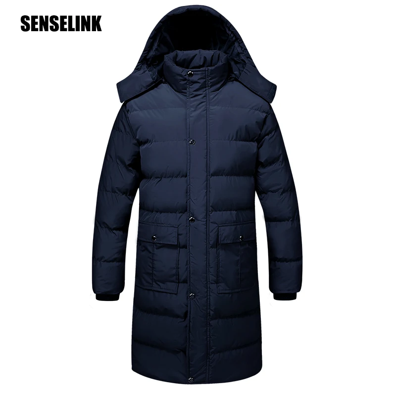 

Мужской длинный пуховик, пальто, модный спортивный приталенный Легкий Повседневный пуховик с капюшоном, теплая куртка, одежда из полиэстер...