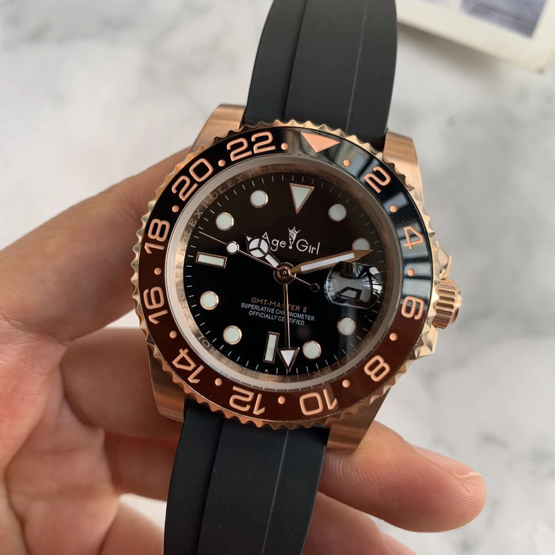 Новинка Классические Мужские автоматические механические часы розовые золотые