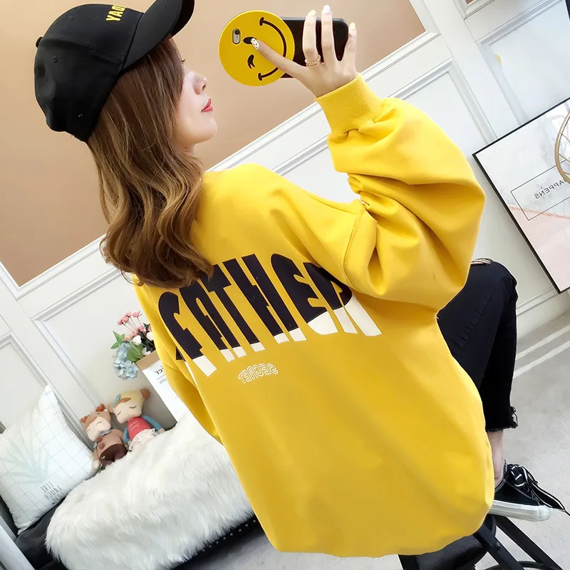 

Новинка Осень 2021 модная верхняя одежда большого размера с круглым вырезом и надписью Корейская женская хлопковая тонкая секция N052