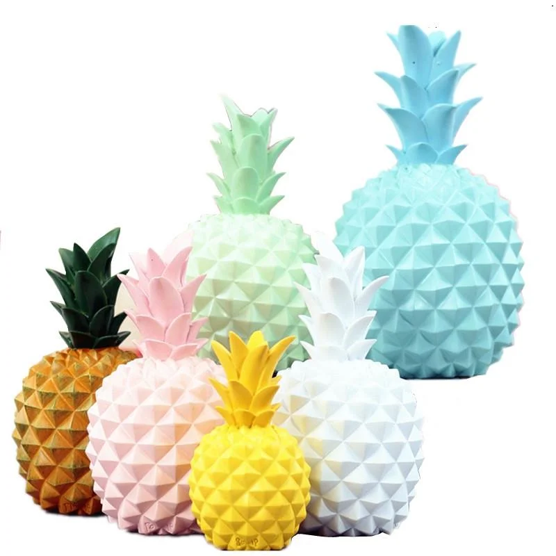 

Resin Pineapple Piggy Bank Miniatures Figurines Pineapple Model Money Box Fruit Garden Wedding Decoration Creative Home Decor