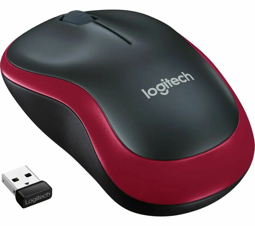 

LOGITECH M185 Wireless Optical Mouse - Black & Red - Currys