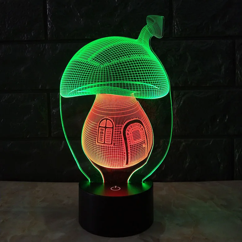 

New mushroom led3d visual Nightlight creative colorful touch charging stereo lamp gift bedside lamp