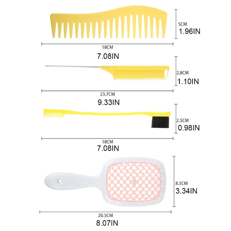 

4pcs Anti-Static Comb Detangling Hair Brush Scalp Massage Combs Hairdressing Styling Tools for Salon Home Use