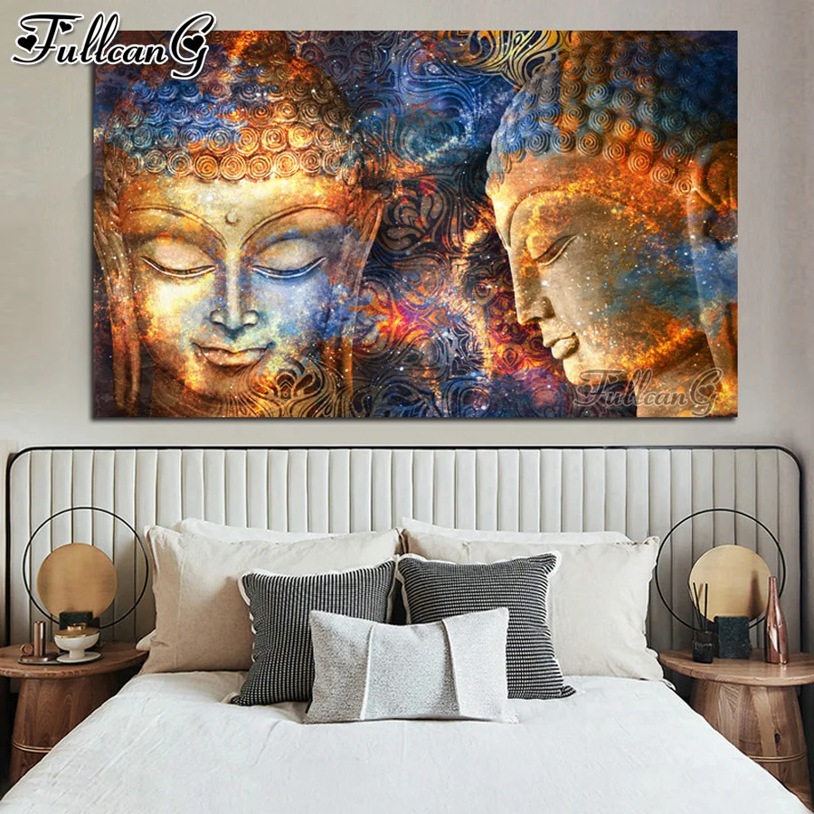 

FULLCANG Buddha icon 5d diy diamond painting full square round rhinestone embroidery religious belief home decoration FG0363