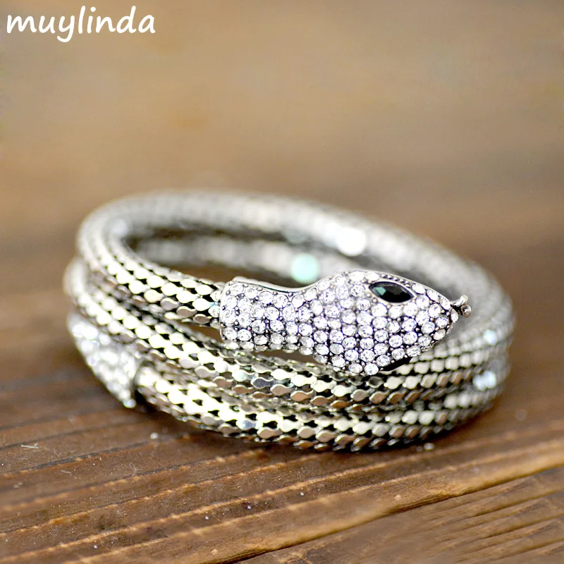 Ретро Змея браслеты на запястье ювелирные изделия Женский винтажный костюм