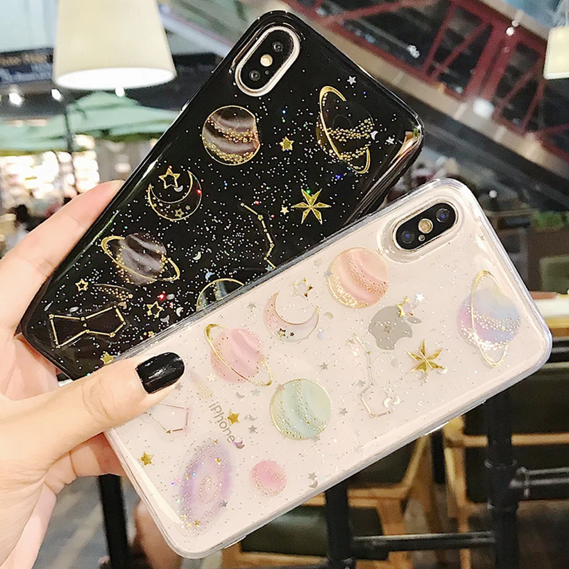 Роскошный блестящий милый чехол для IPhone X S XS 7 8 Plus прозрачная Мягкая силиконовая
