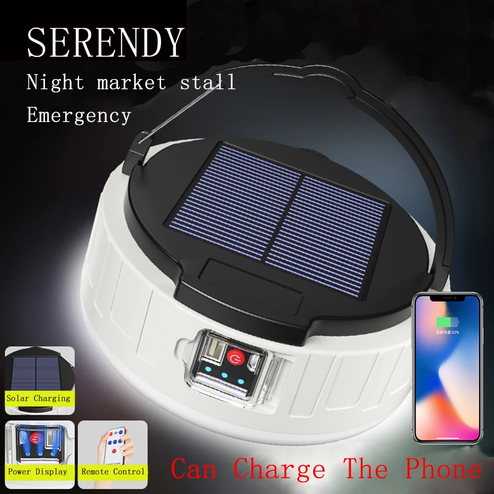 

LED Solar USB Charging Bulb Solar Lamp Remote Control Mobile Power Hang Night Market Light Outdoor Camping Emergency Waterproof