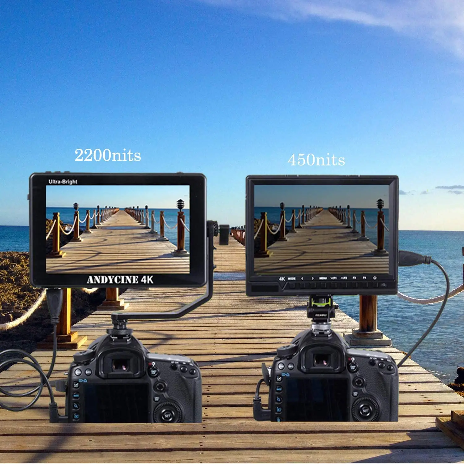 Andycine C7 7 дюймов 2200nit 3D LUT сенсорный экран с разрешением 4K HDMI Камера DSLR полевой