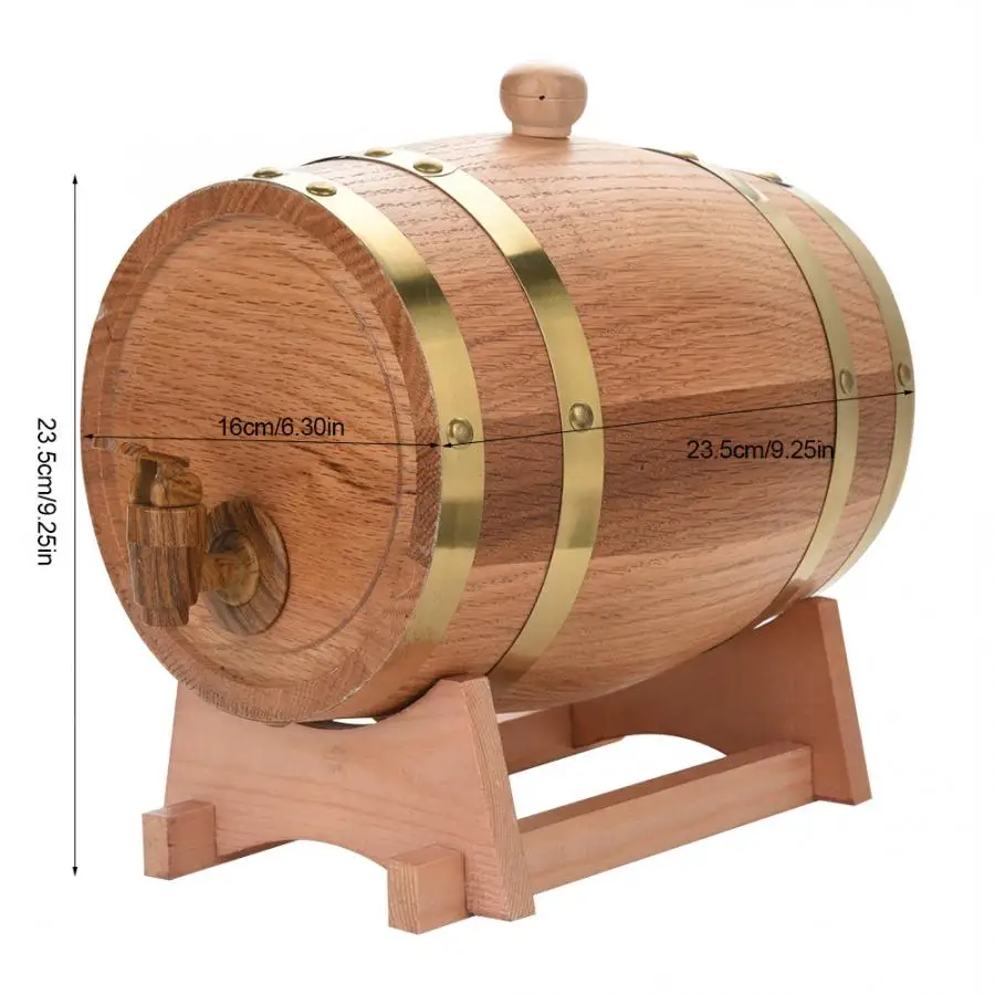 3L Винтаж древесины дуба Лесоматериалы винный бочонок диспенсер бренди виски
