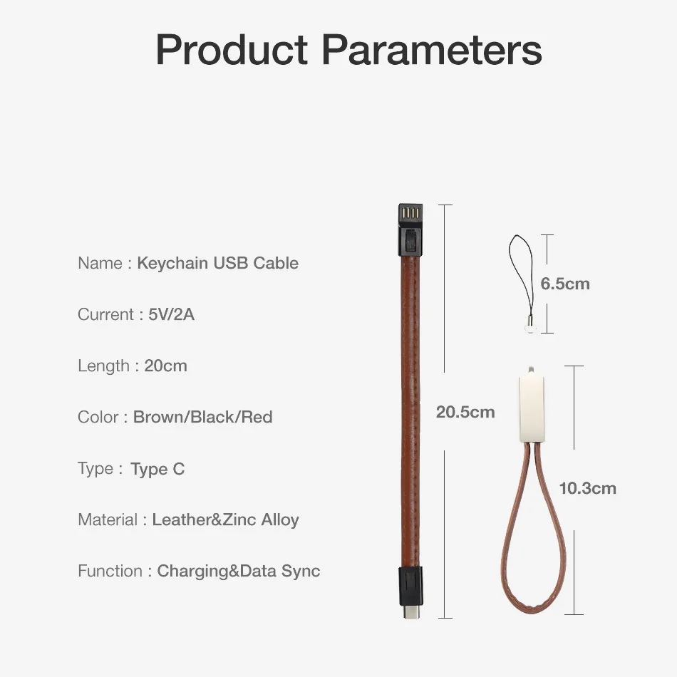 Брелок USB кабель для iPhone xiaomi samsung S9 S8 Mini кожа type C USB кабели для телефонов 2A Быстрая зарядка данных для кабеля USB C
