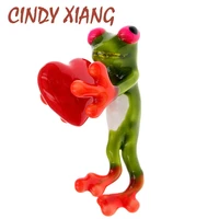 cindy xiang enamel red heart frog brooches for kids girls clothes accessories green animal brooch corsage birthday gifts jewelry