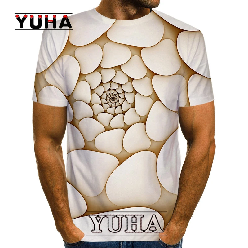 

YUHA new 3D printed T-shirt graphic rotation dizzy colorful clothes best selling round neck unisex short sleeve casual T-shirt