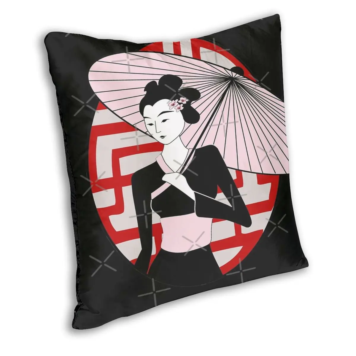 Чехол для подушки Geisha с изображением зонтика в винтажном стиле | Дом и сад