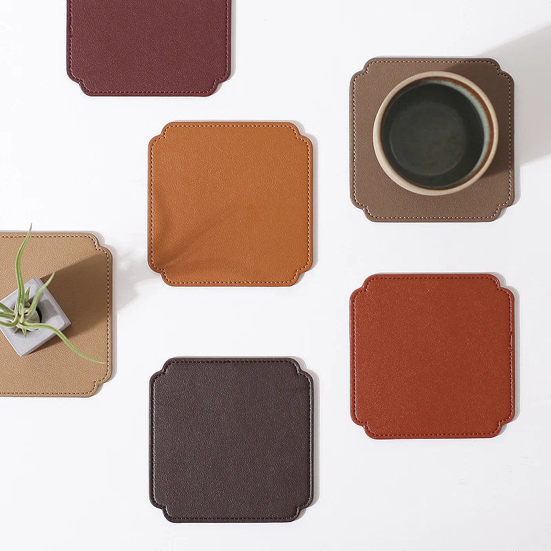 

Leather Coaster, Creative Office Coffee and Tea Coaster, Light Luxury, Fengshui Coaster