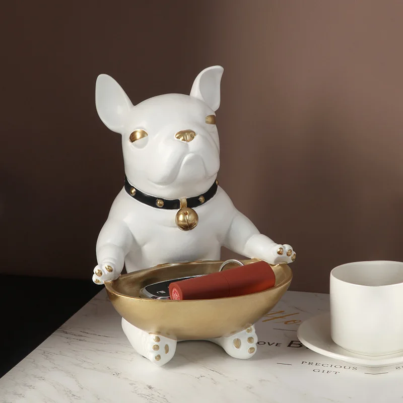 

Nordic Dog Figurines Creative Storage Tray Animal Statue Home Decoration Accessories Modern Living Room Office Desktop Ornaments