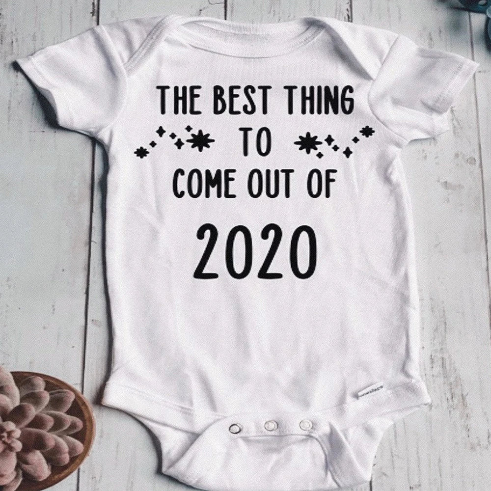 

Custom made organic Onesie, unisex bodysuit, baby gift, pregnancy announcement Best thing to come out of 2020