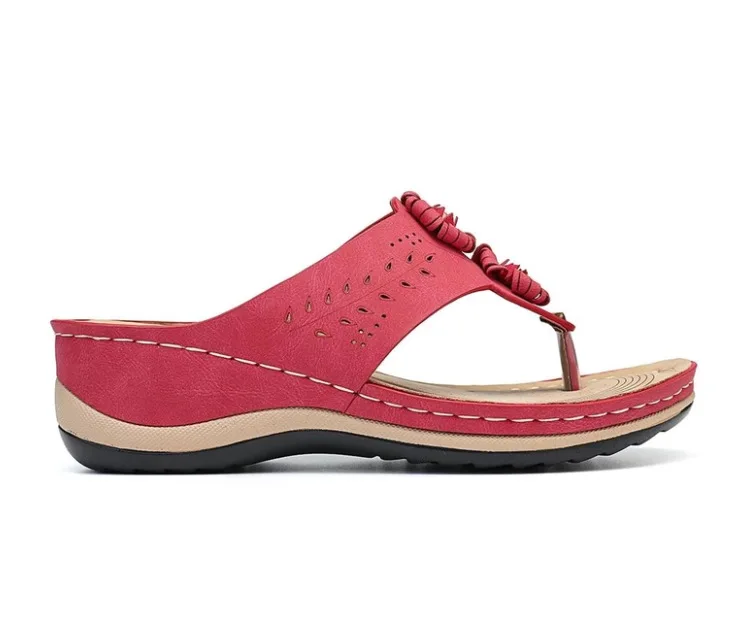 

Wedges Summer Woman slides Shoes Retro Beautiful Flowers Non-slip Lightweight Large Size Comfort Female Slides Outside Slippers7