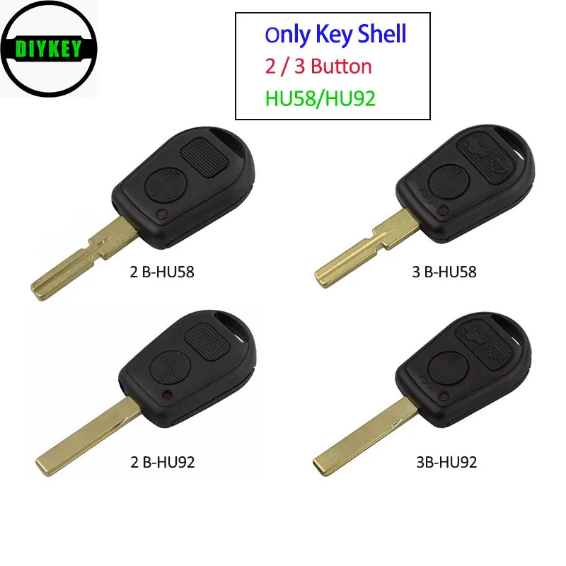 

DIYKEY Remote Key Shell 2 / 3 Buttons HU92 / HU58 Blade for BMW E31 E32 E34 E36 E38 E39 E46 Z3 M3 X5 Z4 325 330 i Ci Xi