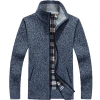 2020 autumn winter mens sweater coat faux fur wool sweater jackets men zipper knitted thick coat warm casual knitwear cardigan