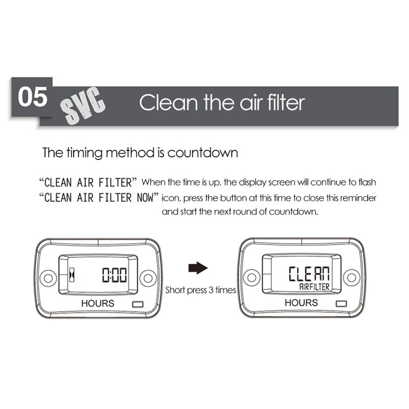 

Digital Hour Meter for Motocycle Farm Tractor Marine Compressor ATV Outboards Chainsaw and Other AC/DC Power Devices