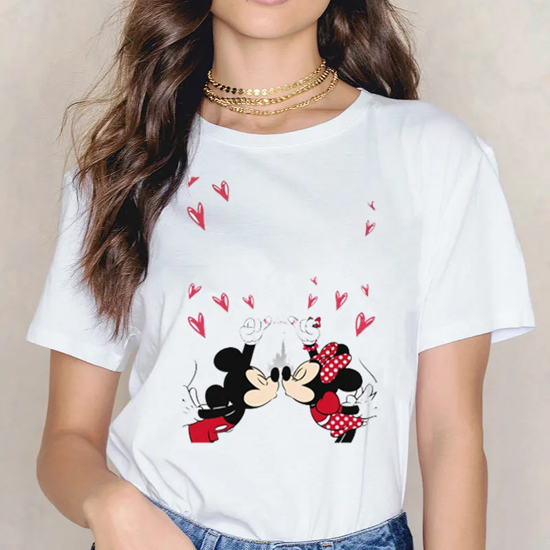 Женская футболка с принтом Поцелуй мыши в Корейском стиле Повседневная