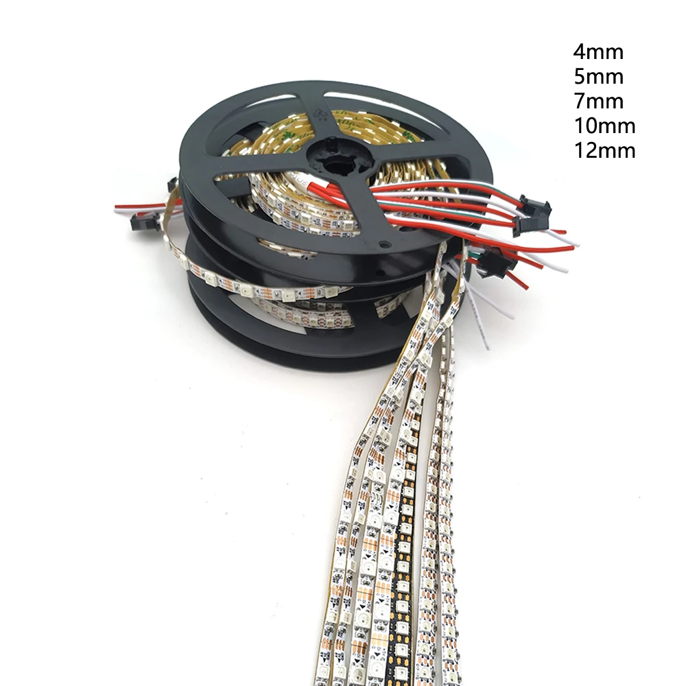 

0.5m/1m/2m DC5V WS2812B WS2812 Led Pixel Strip Individually Addressable Smart RGB Led Strip Light Tape Black White PCB IP30