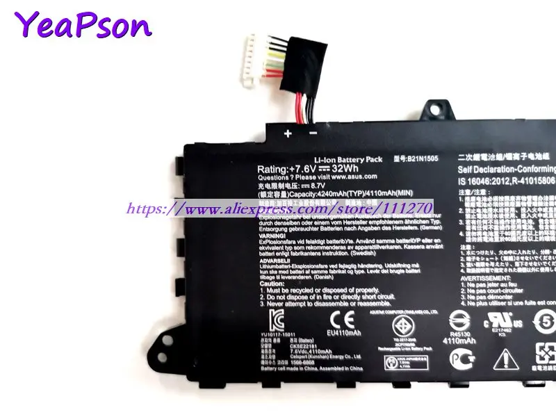 Yeapson 7 6 V 32Wh натуральная B21N1505 ноутбук Батарея для Asus Eeebook серии E402MA EH EH01 E402S E402SA