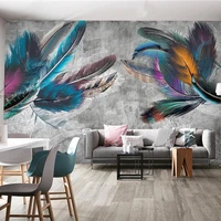 custom sticker retro nordic modern color feather line photo wallpaper living room tv background wall mural 3d home decor tapety