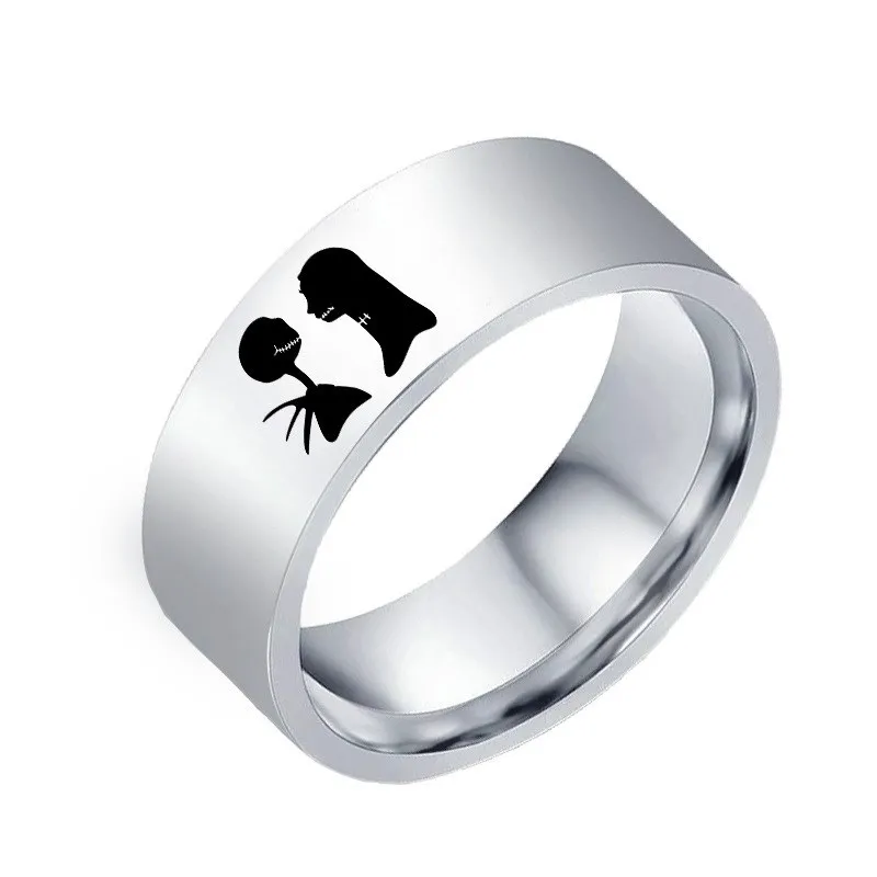 Кольцо Кошмар перед Рождеством женское титановое с Джеком и Салли | Украшения