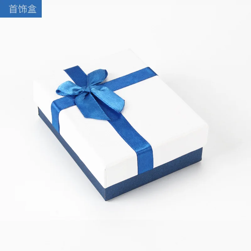 

DoreenBeads Blue & White Jewelry Packaging Box Ribbon Bowknot Gift Case Boxes Display Classic New Year Valentine's Day 1 Piece