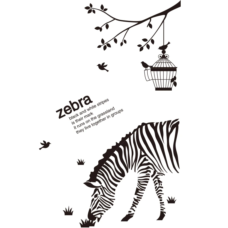 [SHIJUEHEZI] Горячая продажа черные зебровые птицы наклейки на стену DIY ветка дерева