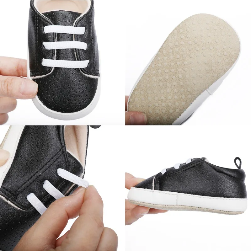 

Spring/Autumn Newborn Baby Boy Girl Soft Sole Crib Shoes Anti-slip Sneaker PU Breathable Solid First Walkers Sneakers 0-18M