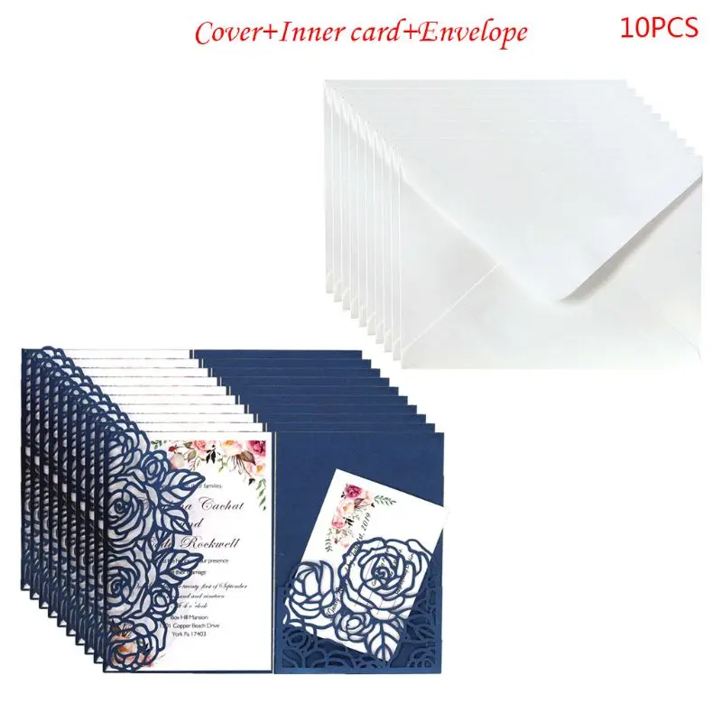 

10 Pcs Pearly Empty Wedding Invitation-shell Inner Page Envelope Rose Shape Wedding Valentine Invitation Card