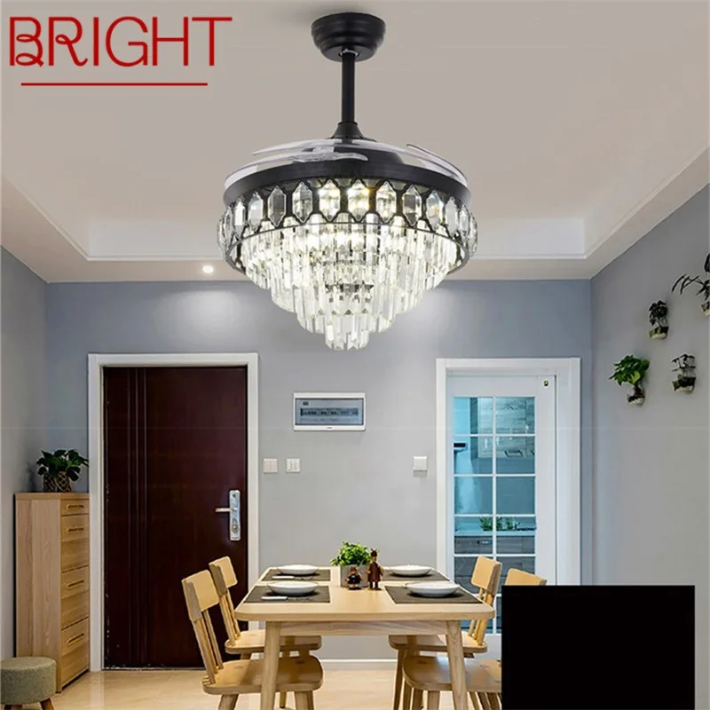 

BRIGHT Ceiling Fan Light Invisible Crystal LED Lamp With Remote Control Modern Luxury For Home