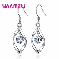 trendy 925 sterling silver jewelry earrings shining cubic zirconia stone eardrop danglers womans appointment date pendientes
