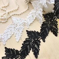 1yards 9 3cm wide white black embroidery lace guipure leaf laces ribbons trims flower lace fabric for sewing ribbon