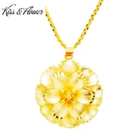 kissflower pd01 fine jewelry wholesale fashion woman girl mother birthday wedding gift flower 24kt gold pendant charm no chain