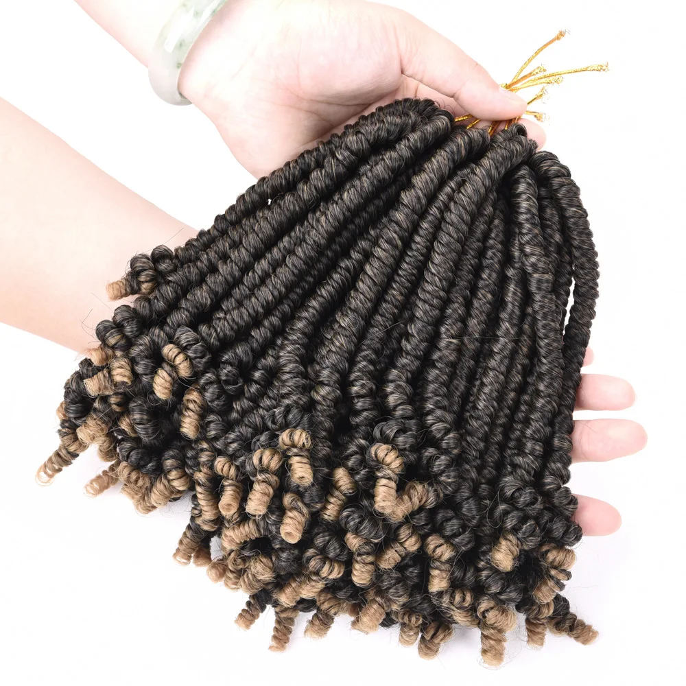 Spring Twist Corchet Hair Pre-twisted 8 inch Bomb Fluffy Synthetic Pre looped Passion Crochet Braids 20 Roots/pack |