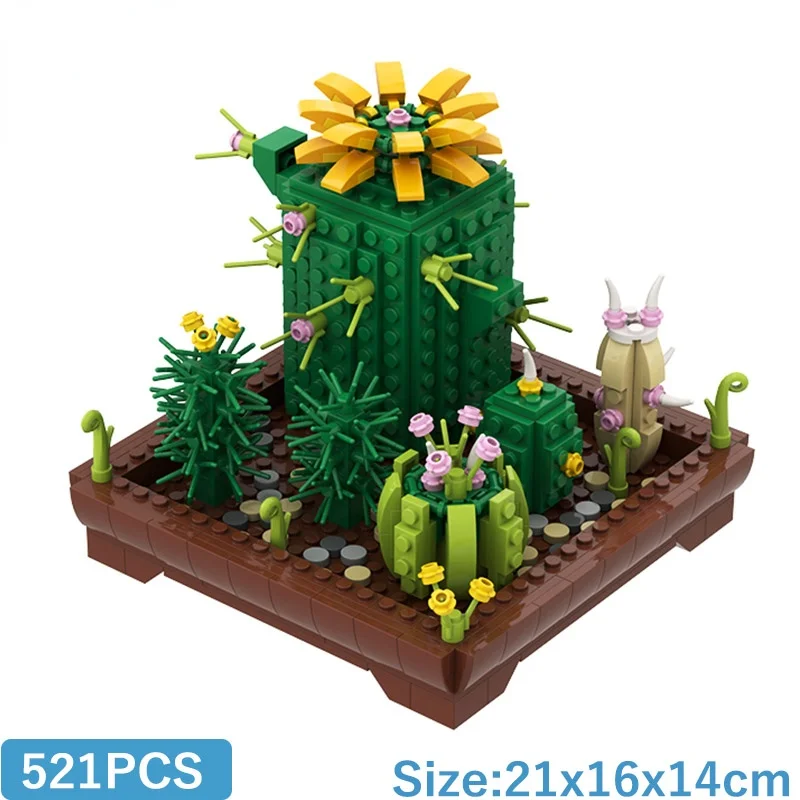 MOC Cactus Building Blocks Bricks Creative Pot Toy Animals DIY Plant Flowers Bouquet Block DIY Home Decoration Birthday Gifts