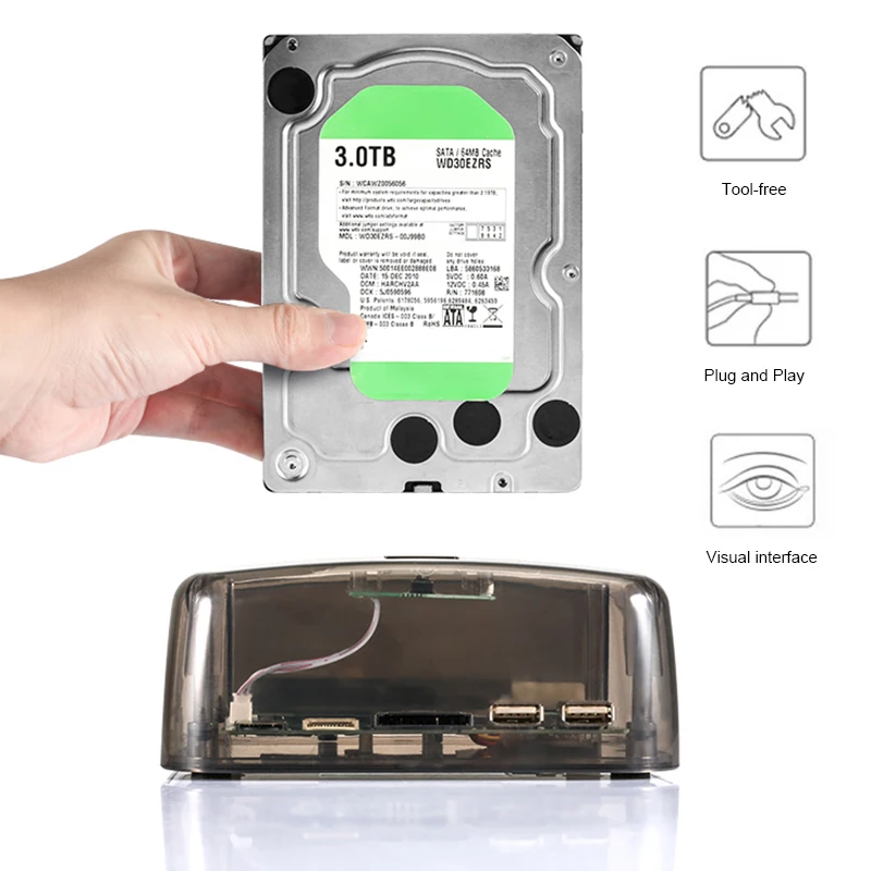 Горячий прозрачный 2 5/3 5 дюйма Универсальный внешний жесткий диск база для SATA/IDE